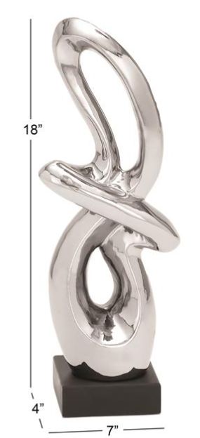 Deco Marche Silver Abstract Swirl with Black Base-3
