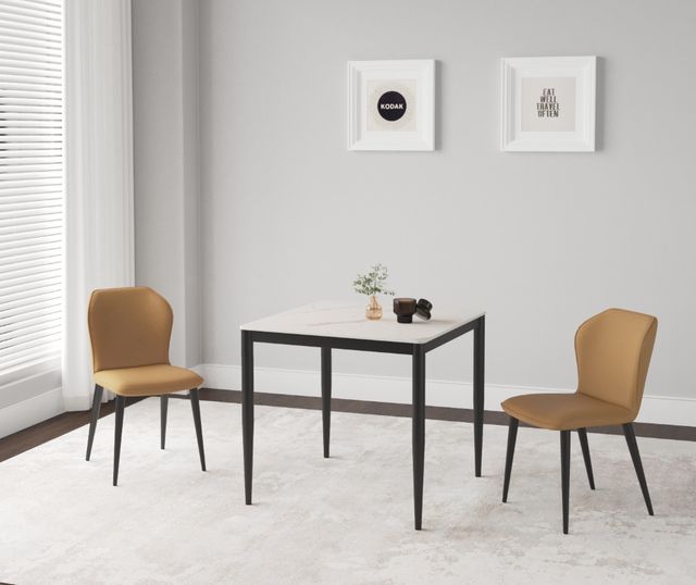Cramco Marta White Sintered Stone Top Dining Table with Matte Black Base-3