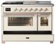 Ilve® Majestic III 48" Antiqued White Pro Style Dual Fuel Natural Gas Range with Triple Glass Door and Copper Trim-2