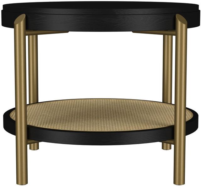 Coaster® Arini Black End Table with Aged Brass Base-1