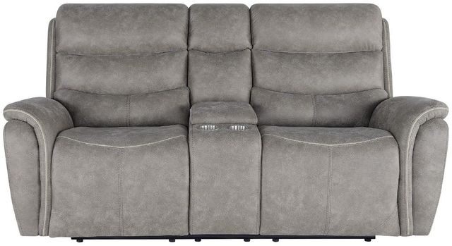 New Classic® Home Furnishings Kamari Gray Dual Manual Reclining Console Loveseat-2