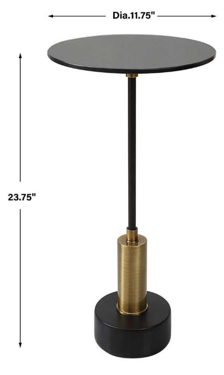 Uttermost® Spector Black Glass Top Accent Table with Brushed Brass Accents-2