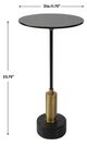 Uttermost® Spector Black Glass Top Accent Table with Brushed Brass Accents-2
