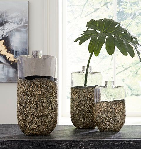 Signature Design by Ashley® Clement 3-Piece Antique Gold Vase Set-2