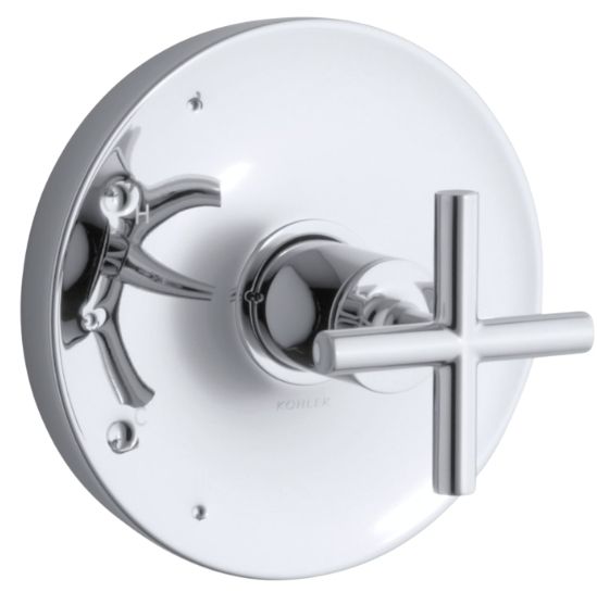KOHLER® Purist® Rite-Temp® Polished Chrome Valve Trim with Cross Handle-0