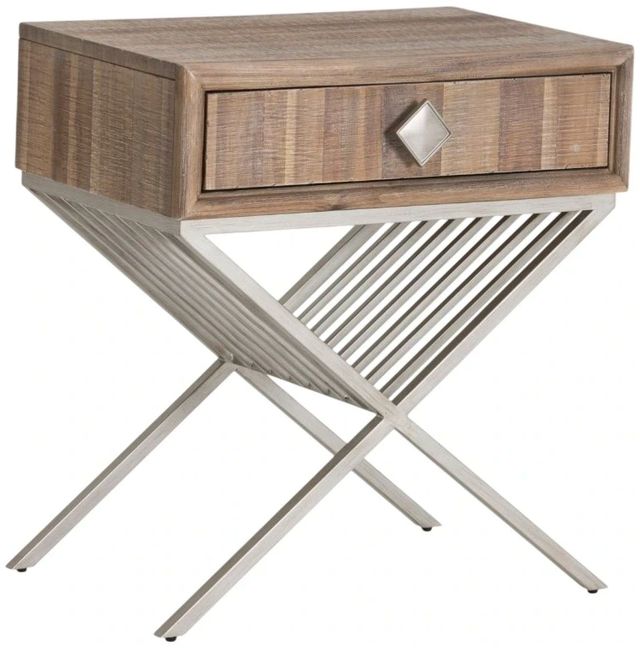 Michael Amini® Hudson Ferry Driftwood/Silver Side Table-0