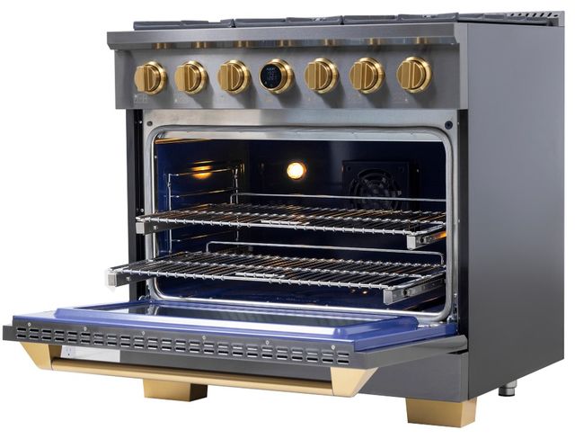 Kucht Professional KX Series 36" Titanium Stainless Steel Pro Style Dual Fuel Range with Kucht Horus Thermostat-3