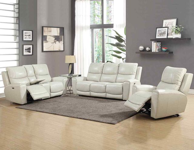 Steve Silver Co. Laurel 3-Piece Ivory Dual Power Leather Motion Set-0