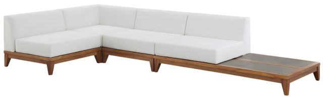Meridian Furniture Rio 4-Piece Off-White Acacia/Fabric Outdoor Patio Modular Sectional-0