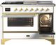 Ilve® Majestic III 48" White Pro Style Dual Fuel Natural Gas Range with 5 Black Brass Burners and Brass Trim-3