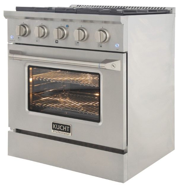 Kucht Professional KNG Series 30" Stainless Steel Pro Style Natural Gas Range with Silver Door-2