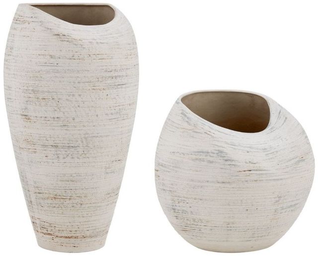Uttermost® Inara 2-Piece Creamy White Indoor-Outdoor Ceramic Vase Set-0
