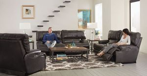 iAmerica Roberto Steel Power Headrest w/Lumbar Lay Flat Reclining Console Loveseat