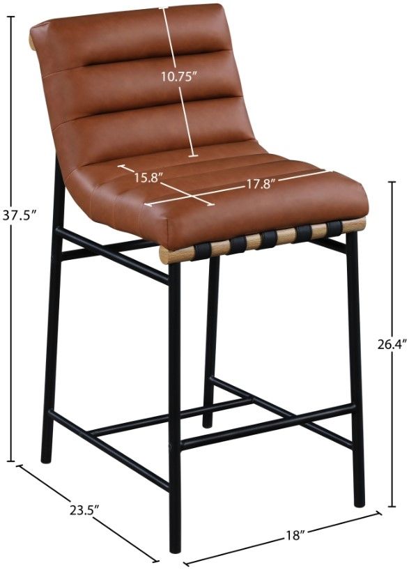 Meridian Furniture Burke Cognac  Upholstered Counter Stool-2