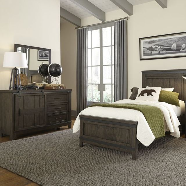 Liberty Furniture Thornwood Hills 3-Piece Rock Beaten Brown Youth Twin Panel Bedroom Set-1