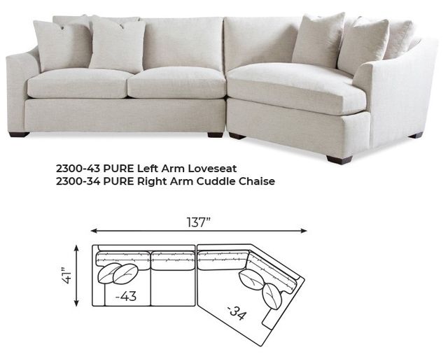 Huntington House Pure 2-Piece Curved Right-Arm Facing Sectional and Cuddle Chaise-1