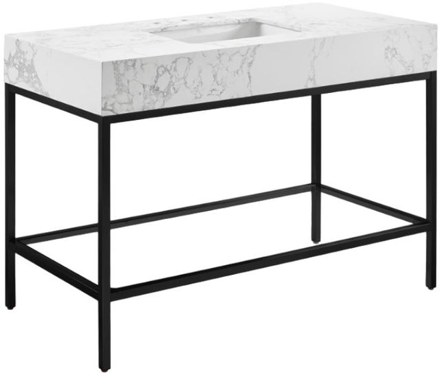 Meridian Furniture Marmo White/Matte Black 48" Bathroom Vanity-0
