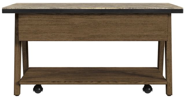 Null Furniture Oak Park Rustic Oak Top Lift-Top Cocktail Table with Natural Oak Base-1