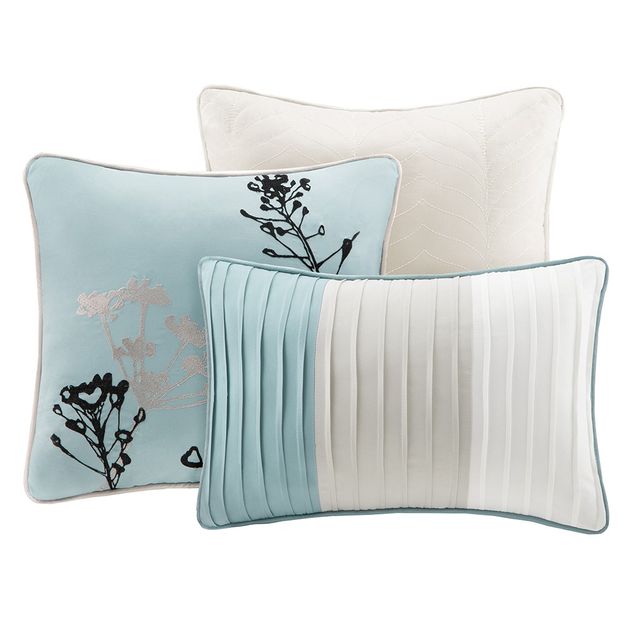 Olliix by Madison Park Matilda 7 Piece Blue Queen Comforter Set-1