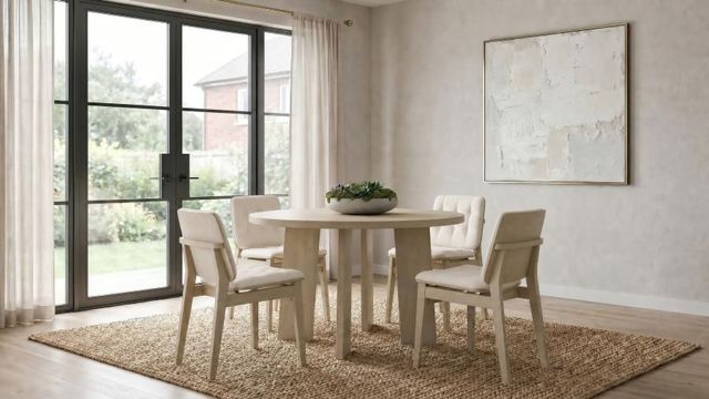 Coaster® Strouse 5-Piece Cream/Natural Oak Round Dining Table Set-1