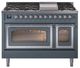 Ilve® Nostalgie II Noblesse 48'' Blue Gray Pro Style Dual Fuel Range with Chrome Trim-0
