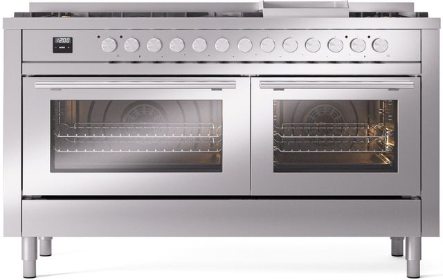 Ilve® Professional Plus II 60" Stainless Steel Pro Style Dual Fuel Range-0