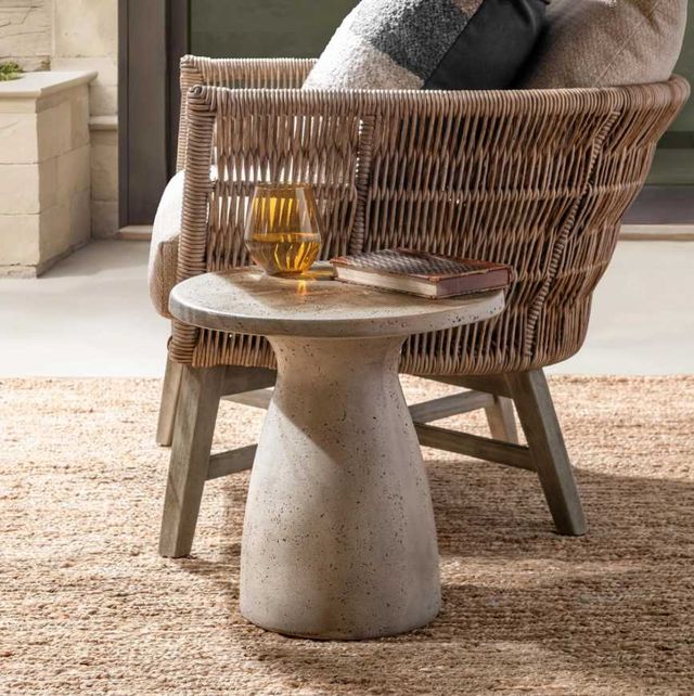 Classic Home Collins Light Gray 16" Outdoor Concrete Accent Table-1