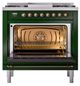 Ilve® Nostalgie II Noblesse 36'' Emerald Green Pro Style Dual Fuel Range with Burnished Trim-1