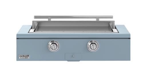 Caliber™ Rockwell Social 42" Bluestone Built-In Liquid Propane Outdoor Griddle with Polished Chrome Hardware-0