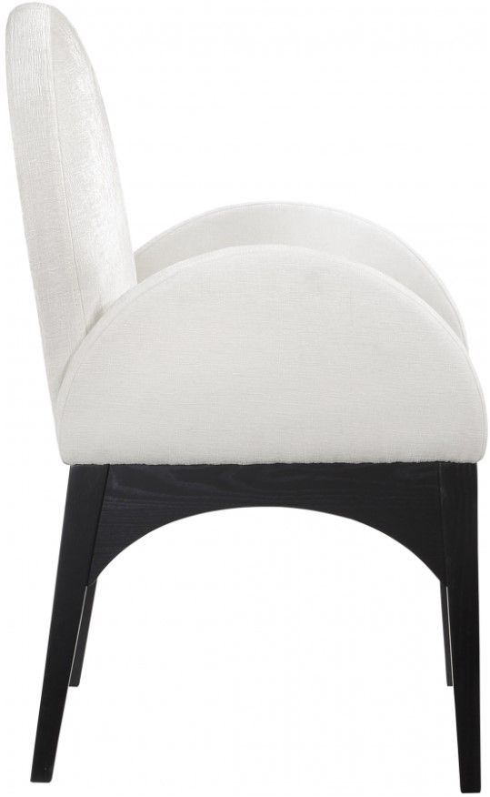 Meridian Furniture Waldorf Cream/Black Chenille Upholstered Dining Arm Chair-2