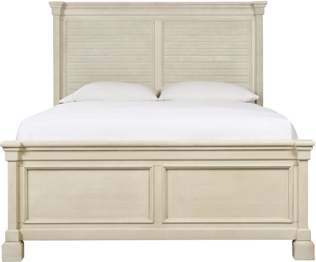 Signature Design by Ashley® Bolanburg Antique White Queen Panel Bed with Louvered Headboard-1