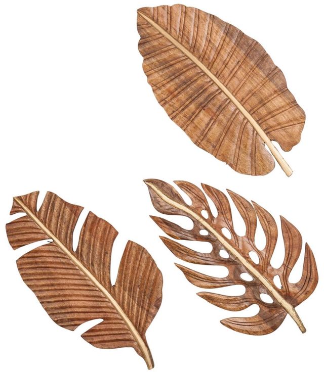 Deco Marche 3-Piece Brown Leaf Wall Decor Set-0