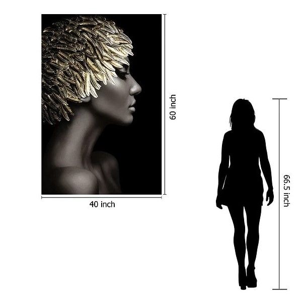 Classy Art Woman Gold Leaves Wall Art-2