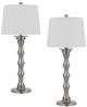 Cal® Lighting & Accessories 2-Piece Rockland Brushed Steel/White Table Lamp Set-0