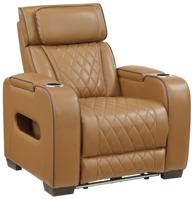 Homelegance® Fairway Brown Power Recliner with Power Headrest-0