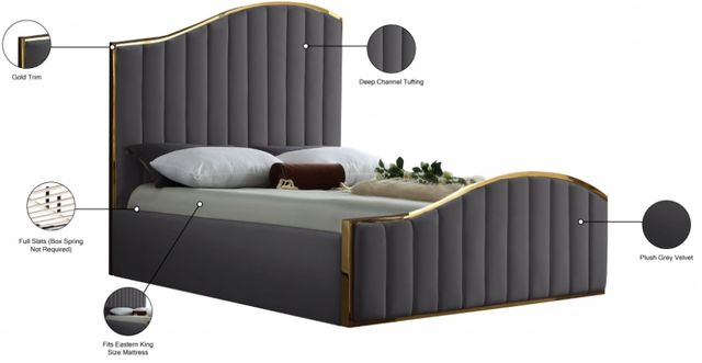 Meridian Furniture Jolie Gray King Upholstered Panel Bed-3