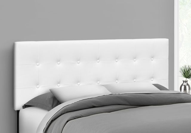 Monarch Specialties Inc. White Leather Look Queen Headboard-1