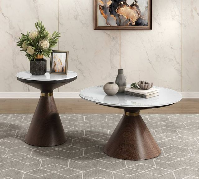 Homelegance® Greer White End Table with Oak Base-2