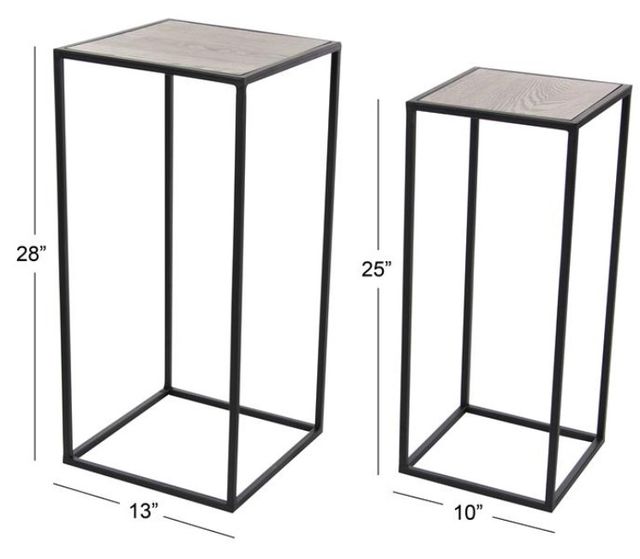 Deco Marche 2-Piece Brown Side Table with Black Base-2