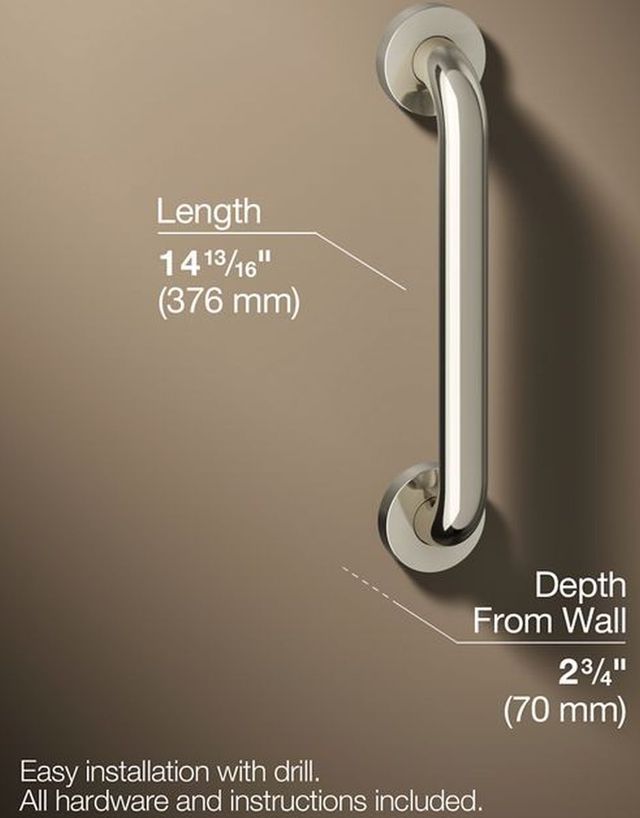 KOHLER® Contemporary Vibrant Polished Nickel 12" Grab Bar-1