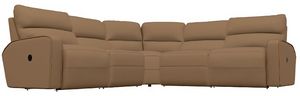 Front view of the La-Z-Boy® Maddox 5-Piece Camel Leather Curve Manual Reclining Sectional