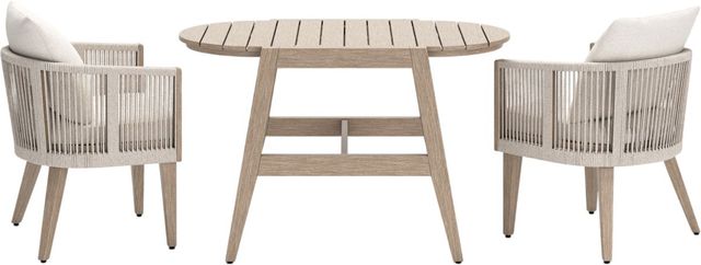 Signature Design by Ashley® Crescent View 3-Piece Beige Fabric/Rope/Wood Outdoor Dining Set-2