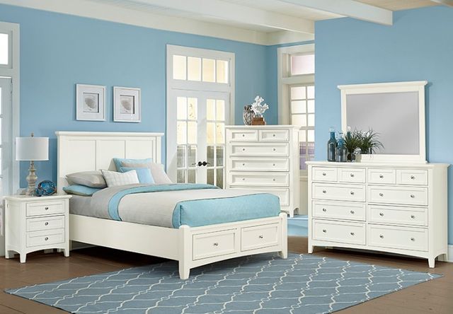 Vaughan-Bassett Bonanza White Queen Mansion Panel Storage Bed-1