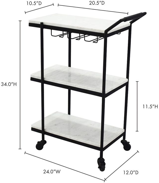 Moe's Home Collection After Hours White Bar Cart-2