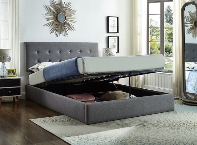 IFDC Gray Youth Double Platform Lift Storage Bed-1