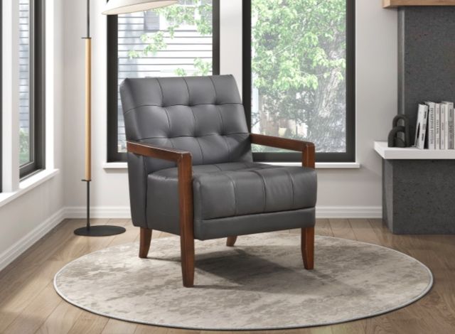 Homelegance® Crafton Dark Gray/Walnut Accent Chair-1