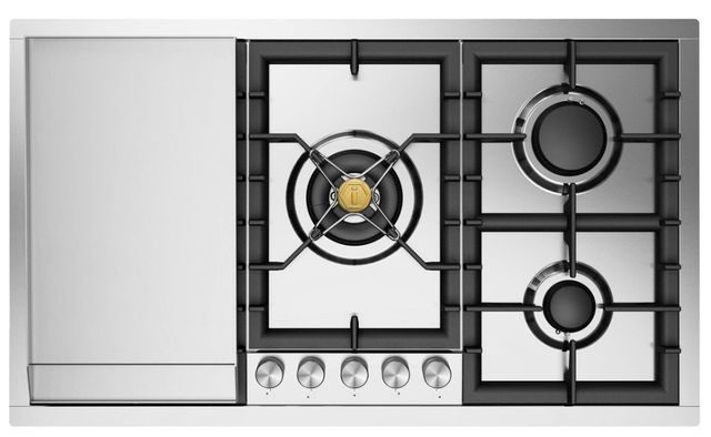 Ilve® Professional Plus II 36'' Stainless Steel Liquid Propane Gas Cooktop with Griddle-0