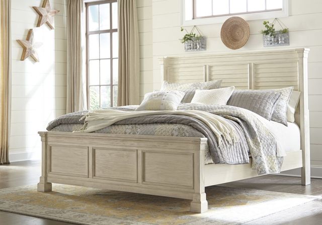 Signature Design by Ashley® Bolanburg Antique White California King Panel Bed with Louvered Headboard-1