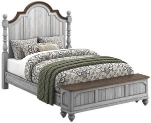 Flexsteel® Plymouth® Distressed Graywash Queen Storage Bed
