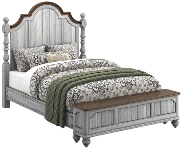 Flexsteel® Plymouth® Distressed Graywash Queen Storage Bed